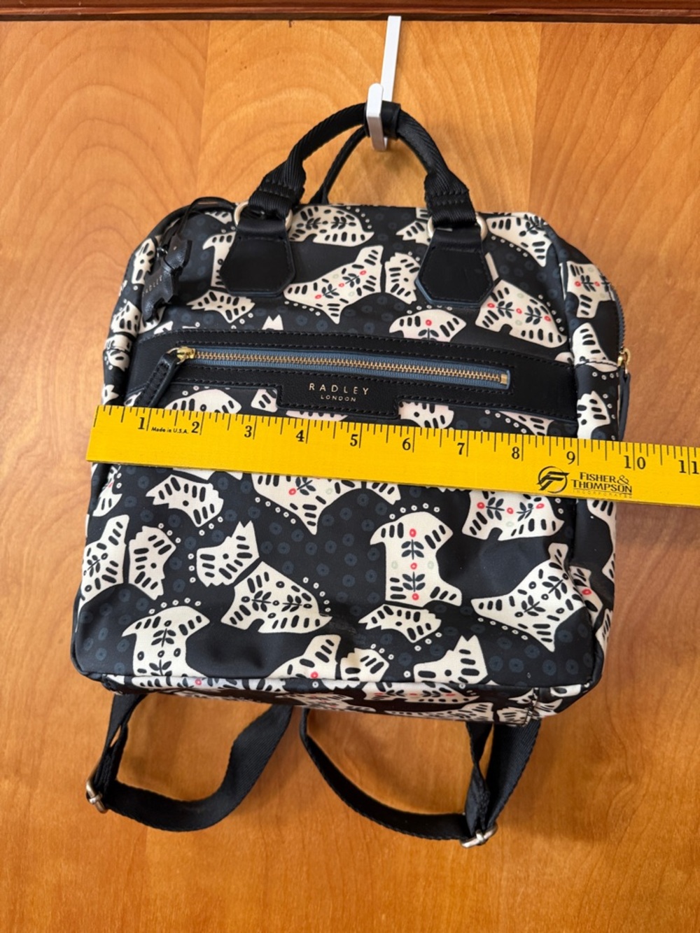 RADLEY LONDON Black Backpack with Cream Scotty Dog Print and Red Accents - Picture 16 of 16